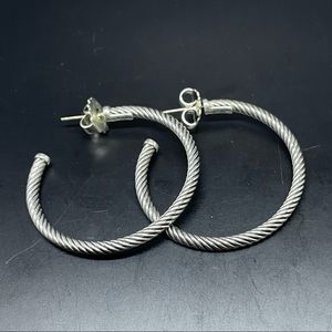 David Yurman Silver 2’ Inch Cable Hoop Earrings
